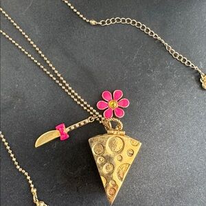 Betsey Johnson cheese Locket Necklace and earrings!